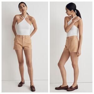 Madewell The Mom Jean Shorts in Stripes Size 29 NWT High Waisted